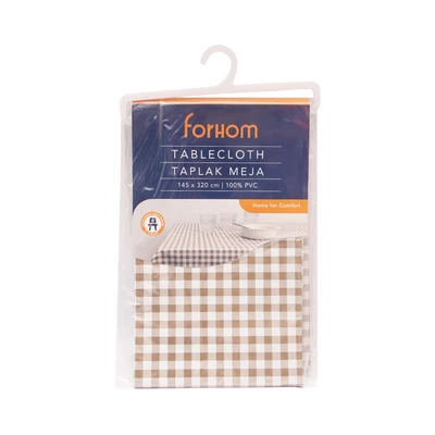 Gambar Forhom Taplak Meja Gingham 145x320 cm - Cokelat