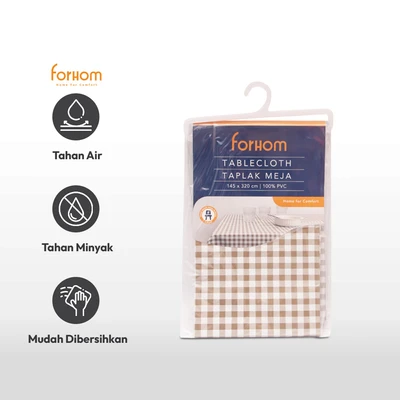 Gambar Forhom Taplak Meja Gingham 145x320 cm - Cokelat