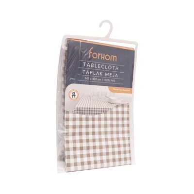 Gambar Forhom Taplak Meja Gingham 145x320 cm - Cokelat