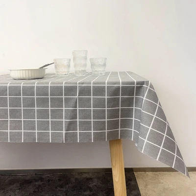 Gambar Forhom Taplak Meja PVC Checker 145x320 cm - Abu-Abu