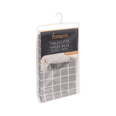 Gambar Forhom Taplak Meja PVC Checker 145x320 cm - Abu-Abu