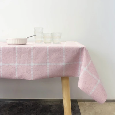 Gambar Forhom Taplak Meja PVC Checkered 145x240 cm - Pink