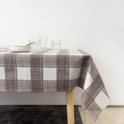 Gambar Forhom Taplak Meja PVC Checker 145x320 cm - Cokelat