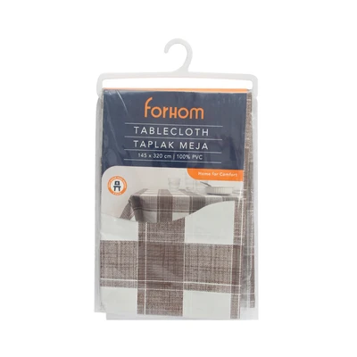 Gambar Forhom Taplak Meja PVC Checker 145x320 cm - Cokelat