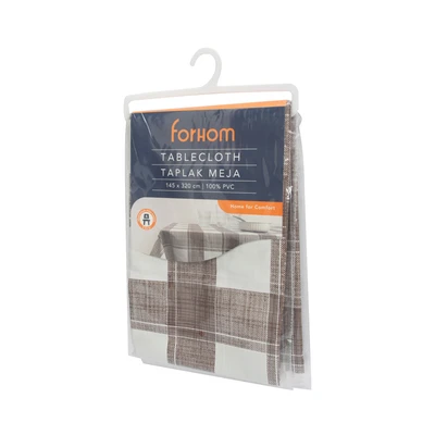 Gambar Forhom Taplak Meja PVC Checker 145x320 cm - Cokelat