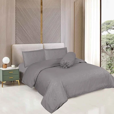 Gambar Sleeplite 120x200 cm Set 4 Pcs Seprai Single Microfiber Emboss - Abu-Abu