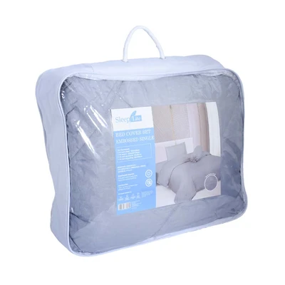Gambar Sleeplite 160x200 cm Set 6 Pcs Seprai Queen Microfiber Emboss - Abu-Abu