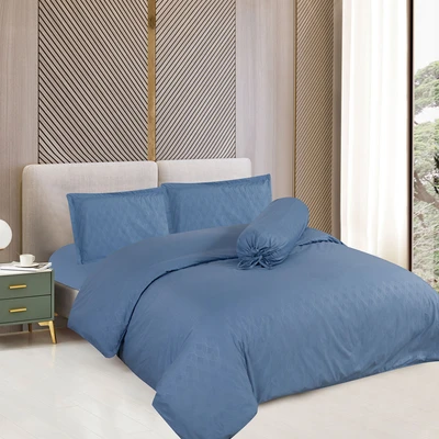Gambar Sleeplite 120x200 cm Set 4 Pcs Seprai Single Microfiber Polyester Emboss - Biru