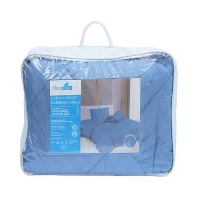 Gambar Sleeplite 120x200 cm Set 4 Pcs Seprai Single Microfiber Polyester Emboss - Biru