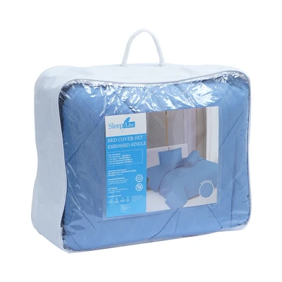 Gambar Sleeplite 120x200 cm Set 4 Pcs Seprai Single Microfiber Polyester Emboss - Biru