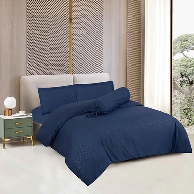 Gambar Sleeplite 120x200 cm Set 4 Pcs Seprai Single Microfiber Emboss - Navy