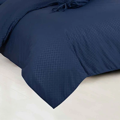 Gambar Sleeplite 160x200 cm Set 6 Pcs Seprai Queen Microfiber Emboss - Navy