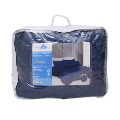 Gambar Sleeplite 180x200 cm Set 6 Pcs Seprai King Microfiber Emboss - Navy