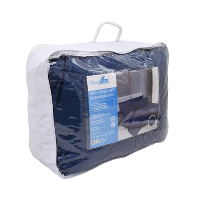 Gambar Sleeplite 180x200 cm Set 6 Pcs Seprai King Microfiber Emboss - Navy