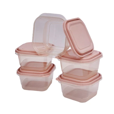 Gambar Kris 1 Ltr Set 5 Pcs Milly Wadah Makanan Square - Pink Coral