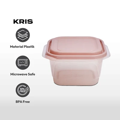 Gambar Kris 1 Ltr Set 5 Pcs Milly Wadah Makanan Square - Pink Coral