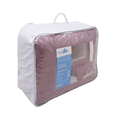 Gambar Sleeplite 160x200 cm Set 6 Pcs Seprai Queen Microfiber Emboss - Ungu
