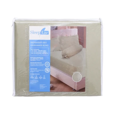 Gambar Sleeplite 180x200 Cm Set 5 Pcs Seprai King Microfiber Emboss - Hijau Sage