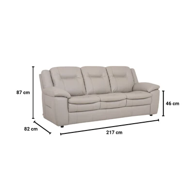 Gambar Informa Jacobsen Sofa Kulit 3 Seater - Silver/Abu-Abu