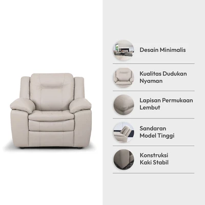 Gambar Informa Jacobsen Sofa Kulit 1 Seater - Silver/Abu-Abu