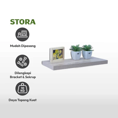 Gambar Stora Rak Dinding Dekoratif 60 cm - Putih Oak