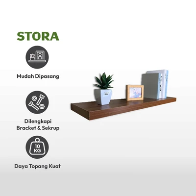 Gambar Stora 90 cm Rak Dinding Dekorasi - Cokelat Walnut