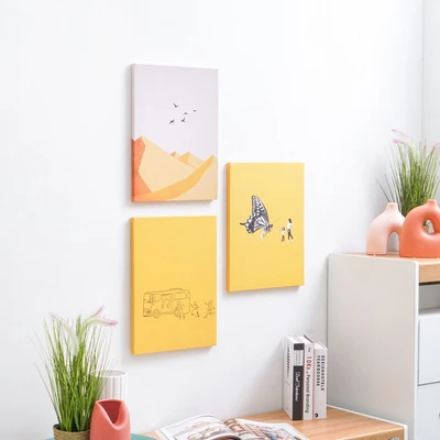 Gambar Informa Hiasan Dinding Kanvas Print Yellow 30x40 cm Set 3 Pcs - Mix