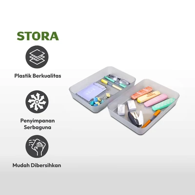 Gambar Stora Organizer Laci 26x18x4.5 cm Set 2 pcs - Abu-Abu