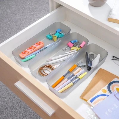 Gambar Stora Organizer Laci 26x8.5x4.5 cm Set 3 pcs - Abu-Abu