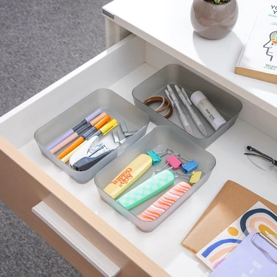 Gambar Stora Organizer Laci 18x13x4.5 cm Set 3 pcs - Abu-Abu