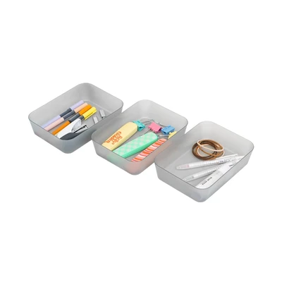 Gambar Stora Organizer Laci 18x13x4.5 cm Set 3 pcs - Abu-Abu