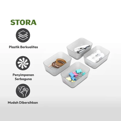 Gambar Stora Organizer Laci 12.5x8.5x4.5 cm Set 4 pcs - Abu-Abu