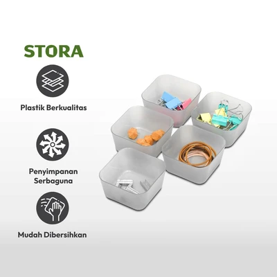 Gambar Stora Organizer Laci 8.3x8.3x4.5 cm Set 5 pcs - Abu-Abu