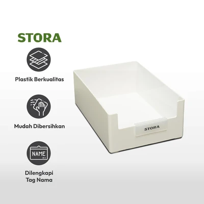 Gambar Stora Kotak Penyimpanan Serbaguna Short 21x14x7.5 cm - Putih