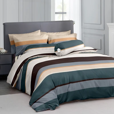 Gambar Sleeplite 160x200 cm Set 5 Pcs Seprai Queen Polyester Stripe Nomad