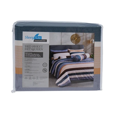 Gambar Sleeplite 160x200 cm Set 5 Pcs Seprai Queen Polyester Stripe Nomad