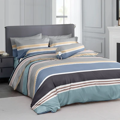 Gambar Sleeplite 180x200 cm Set 5 Pcs Seprai King Polyester Stripe Glacier