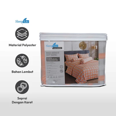 Gambar Sleeplite 180x200 cm Set 5 Pcs Seprai King Polyester Stripe Tafy