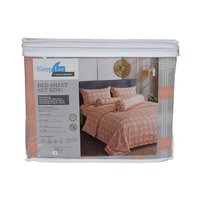 Gambar Sleeplite 180x200 cm Set 5 Pcs Seprai King Polyester Stripe Tafy