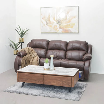 Gambar Informa Eugene Meja Tamu Rectangle - Putih/Cokelat Walnut