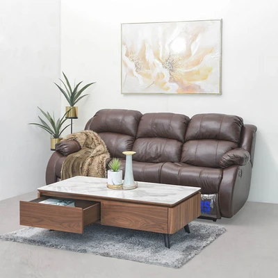Gambar Informa Eugene Meja Tamu Rectangle - Putih/Cokelat Walnut
