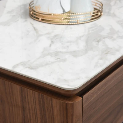 Gambar Informa Eugene Meja Tamu Rectangle - Putih/Cokelat Walnut