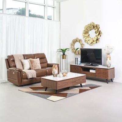 Gambar Informa Eugene Rak TV - Putih/Cokelat Walnut