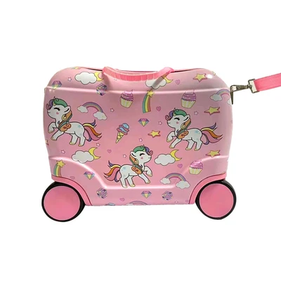 Gambar Passport 16 Inci Koper Anak Pc & Abs Ride On Unicorn - Pink