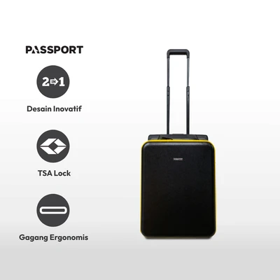 Gambar Passport 20 Inci Koper Pc & Aluminium Tsa Lock - Hitam/kuning