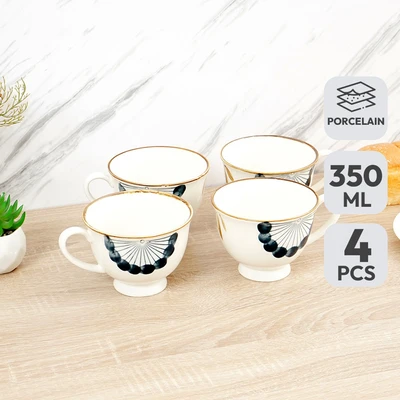 Gambar Appetite Yongru Cangkir Porcelain 350 ml Set 4 pcs - Putih
