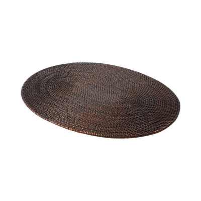 Gambar Pendopo Tatakan Piring Anyaman Rotan Oval 36x46 cm - Cokelat