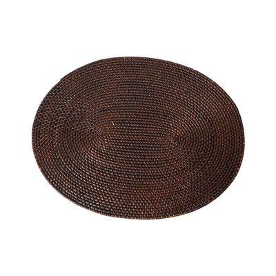 Gambar Pendopo Tatakan Piring Anyaman Rotan Oval 36x46 cm - Cokelat
