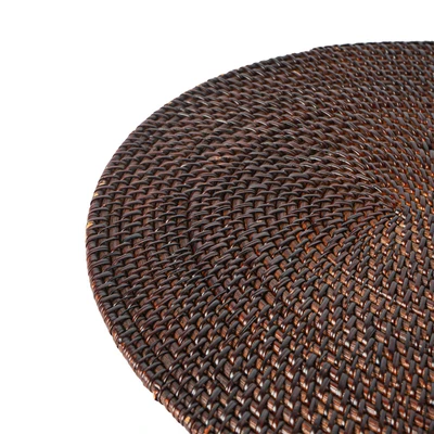 Gambar Pendopo Tatakan Piring Anyaman Rotan Oval 36x46 cm - Cokelat