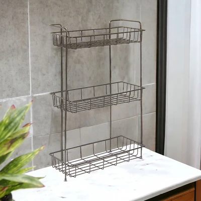 Gambar Stora Rak Kamar Mandi Chrome 3 Tingkat - Hitam